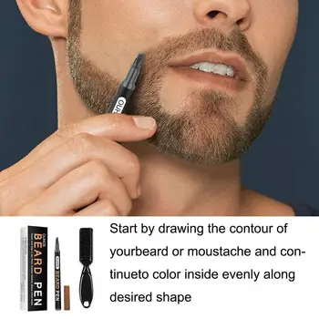 1 Pasirinkite Naujas Šakutės Patarimas Barzda Pen 2 Spalvos Barzda Užpildas Pieštuku Ir Teptuku Barzda Vandeniui Plaukų Formavimo Ūsai Dažymo Įrankiai