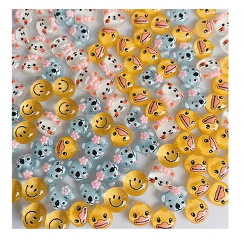 10/50pcs bear rabbit smiley veido, nagų priedai naujų animacinių filmų mielas Japonijos derva, nagų dekoravimas, nagų gręžimo