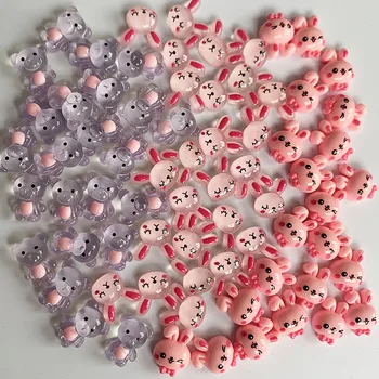 10/50pcs bear rabbit smiley veido, nagų priedai naujų animacinių filmų mielas Japonijos derva, nagų dekoravimas, nagų gręžimo
