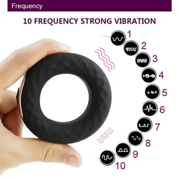 10 Greičio Vibruojantys Penio Žiedai Silikono Gaidys Žiedas USB Įkrovimo Vibratoriai Atidėti Ejakuliacija Sekso Žaislai Mens Vyrų Masturbators
