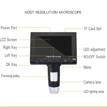 1000x 2.0 MP USB Skaitmeninis Elektroninis Mikroskopas DM4 4.3