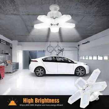 100W LED Garažas Šviesos 5 Lapų Deformacijos Ventiliatorius Lubų Lempa Pramoninių Patalpų Lengvosios Už Garažas, Sandėlis, Dirbtuvės 85-265V
