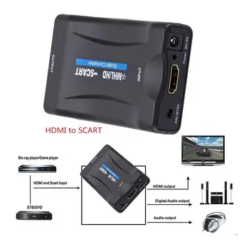 1080P HDMI suderinamus Su SCART Vaizdo Garso Upscale Konverteris AV Signalo Adapteris HD Imtuvas, DVD, 