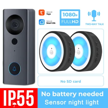 1080P Tuya Belaidžio WIFI Aukštos raiškos Vaizdo Protingas Naktį Šviesos Doorbell Kamera Mažos Galios Balso Domofonas Signalizacijos Saugumo