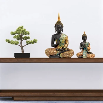 10cm Mini Budos Statula Tailandas Budos Skulptūra Žalia Dervos Rankų Budizmo, Induizmo Fengshui Statulėlės Meditacija Namų Dekoro