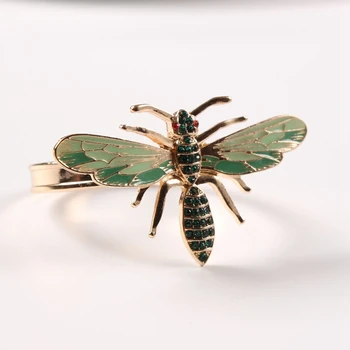 10vnt Bičių Vystymo Sagtis Servetėlių Žiedas Lydinio Žalia Vabzdžių Dragonfly Lašelinę Diamond Sagtis Popieriniai Rankšluosčiai 2021 naujas