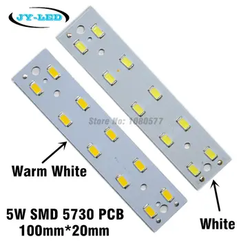 10vnt/daug 5W LED PCB SMD 5730 Balta/Šiltai Balta Stačiakampis Aliuminio Plokštės Šviesos Šaltinis Kristalų Lempos Apšvietimas