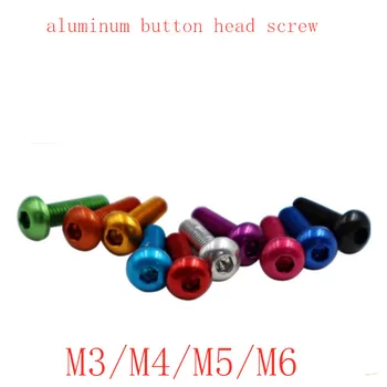 10vnt M3 M4 M5 M6*5/6/8/10/12/14/16/20/25 spalvinga Aliuminio hex lizdas mygtukas galvutės varžtas