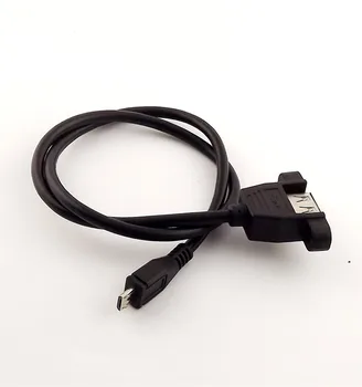 10vnt USB 2.0 Female Lizdas Panel Mount Mikro 5 Pin Male Duomenų Adapterio Kabelį 50cm