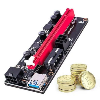 10vnt VER006C 1x iki 16x PCI Express PCIE PCI-E Riser Card 006C Extender 60cm USB 3.0 Kabelis SATA į 6Pin BTC Kasybos Miner