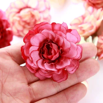 10vnt Šilko Rožės Vadovai Bordo Gėlės Aukštos Kokybės Hydrangea Vadovai Valentino Dieną, Dirbtinės Gėlės Rožės, Vestuvių Dekoras