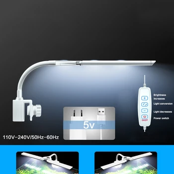 110V-240V 8W LED Šviesos Akvariumas USB Augalams Augti Šviesos Keturių Eilės Lempos, Žibintai, Multi-mode Multi-kampas Žuvų Bakas Clip-on Lempos