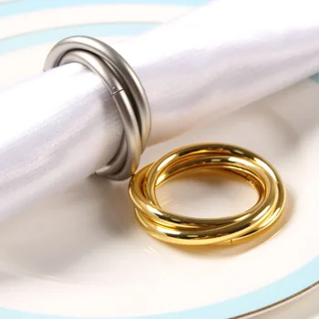 12/ metalo gabalas servetėlių žiedas kūrybos dvigubą žiedą servetėlių žiedas aukso ir Sidabro Vystymo stalo apdailos partijos priedai