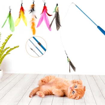 12Pcs Katė Interaktyvūs Žaislai Stick Plunksnų Lazdele su Mažais Bell Žaislai, Dirbtinės Plastikinės Spalvinga Katė Kibinimas Žaislas Augintiniai Prekes