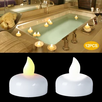 12pcs Vonia Plaukiojantieji Žvakės baterijomis, Mirgėjimas Sodo Romantiška Tvenkinio Vandeniui Šalies LED Šviesos Namų Dekoro Vestuvių