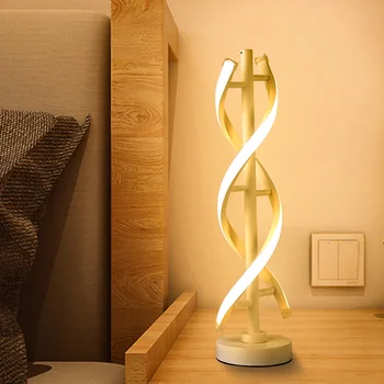 12W LED Spiralės Stalo Lempa Modernaus Minimalistinio Dizaino Lenktas Juostelė Šiltai Balta Šviesa Akrilo Apšvietimo Kambarį Miegamojo Puošmena