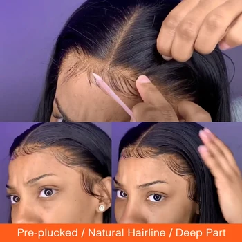 13X4Loose Giliai Nėrinių Priekinės žmogaus Plaukų Peruką už juodaodžių Moterų Remy Glueless Pre-nupeštos 200% 4x4 Prarasti Banga Nėrinių Uždarymo Perukas