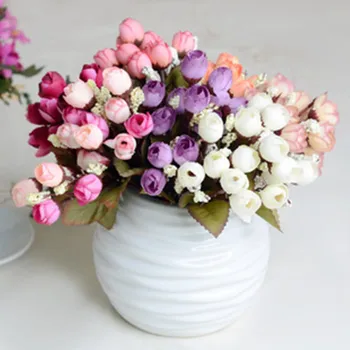 15 Galvų Rožių Gėlių Puokštė Šilko Dirbtinių Gėlių, Vestuvių Šalies Namų Puošybai Atostogų Apdailos Puokštė