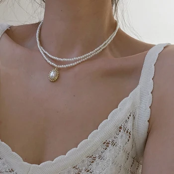 17KM Derliaus Pearl Choker Karoliai Moterų Mados Vasaros Baltos spalvos Imitacija, Perlų Karoliai 2021 Tendencija Elegantiškas Vestuvių Papuošalai