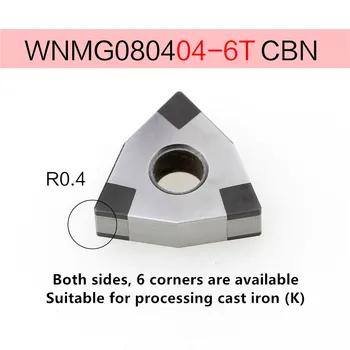 1PC CBN WNMG080404 WNMG080408 6T CNC Tekinimo staklių Pjovimo Frezos, Tekinimo Įrankiai Kubinio boro nitrido Įdėklai Plieno ir Ketaus