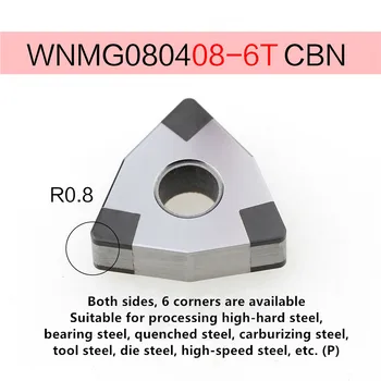 1PC CBN WNMG080404 WNMG080408 6T CNC Tekinimo staklių Pjovimo Frezos, Tekinimo Įrankiai Kubinio boro nitrido Įdėklai Plieno ir Ketaus
