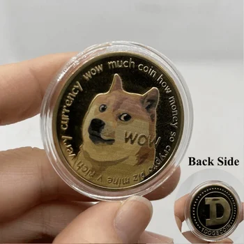 1pc Dogecoin UV Spalvotas Spausdinimas Dogecoin Naują Proginę Monetą 40x3mm Dogecoin Proginės Monetos