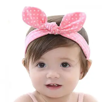 1PC Kūdikių Lankelis Merginos Plaukų Aksesuarai Medvilnės Mazgas Dot Triušio Ausis Baby Girl Kaspinai Baby Princess Elastinga Hairband Turbaną