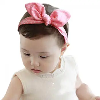 1PC Kūdikių Lankelis Merginos Plaukų Aksesuarai Medvilnės Mazgas Dot Triušio Ausis Baby Girl Kaspinai Baby Princess Elastinga Hairband Turbaną