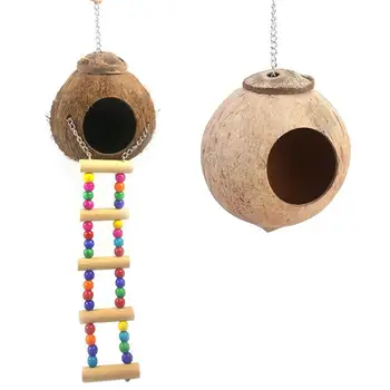1PC Natūralus Kokoso Lukšto lizdavietes Papūga Paukštis Narve Naminių Paukščių Lesyklėlę Žaislas Birdhouses Išorės