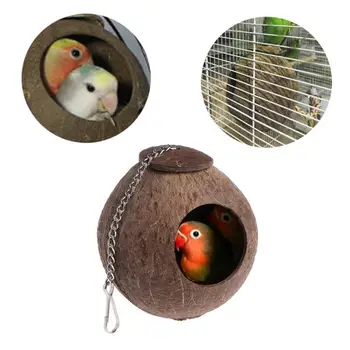1PC Natūralus Kokoso Lukšto lizdavietes Papūga Paukštis Narve Naminių Paukščių Lesyklėlę Žaislas Birdhouses Išorės