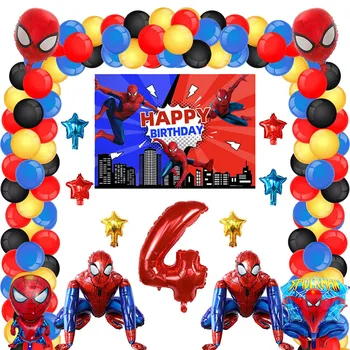 1Set 3D Milžinišką Spiderman Super Herojus Skaičius Arche Ballon Star Globos Fotografijos Fonas Balionus, Gimtadienio Apdaila