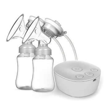 1Set Elektros Dukart Krūties Siurblys Komplektas su 2 Pieno Butelių USB Galingas Krūties Massager Pieno Extractor