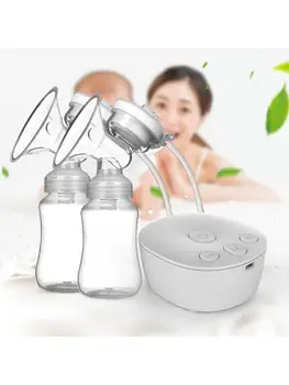 1Set Elektros Dukart Krūties Siurblys Komplektas su 2 Pieno Butelių USB Galingas Krūties Massager Pieno Extractor