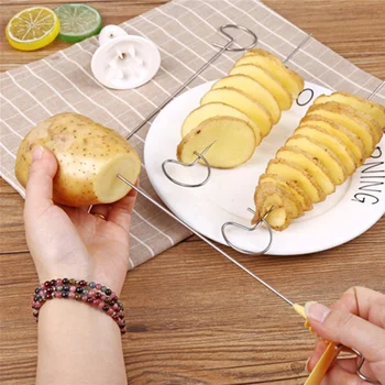 1Set Virtuvės Dalykėlių Bulvių Spiralės Cutter Agurkai Slicer Virtuvės Reikmenys Daržovių Spiralizer Spiralės Bulvių Pjovimo Peilis