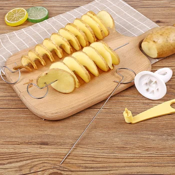 1Set Virtuvės Dalykėlių Bulvių Spiralės Cutter Agurkai Slicer Virtuvės Reikmenys Daržovių Spiralizer Spiralės Bulvių Pjovimo Peilis