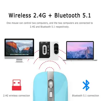 2.4 G Belaidės Pelės Bluetooth5.1 Įkraunama Baterija-Ultra Plonas Tylus Pelės Dvitinklis Režimas Su USB Imtuvas Nešiojamas Kompiuteris