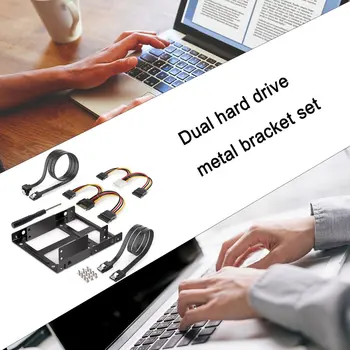 2.5 Colių, 3.5 Colio 2-Bay Išorinis HDD SSD Laikiklis Metalo Montavimo Rinkinys Adapteris palaiko SATA Duomenų Maitinimo Kabeliai Rinkinys