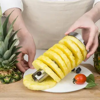 2 naudoja Nerūdijančio Plieno Ananasų Skustukas Cutter Vaisių Peilis peilis spirale Ananasų pjovimo staklės Lengva naudoti virtuvės įrankiai