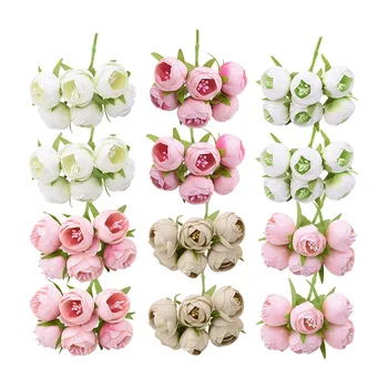 2 Puokštės Mažos Baltos Arbatos Rožės Dirbtinio Šilko Gėlių Namuose Vestuvių Dekoravimas Netikrą Gėlių Nuotaka Valdos Gėlių Krūva