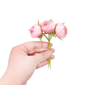 2 Puokštės Mažos Baltos Arbatos Rožės Dirbtinio Šilko Gėlių Namuose Vestuvių Dekoravimas Netikrą Gėlių Nuotaka Valdos Gėlių Krūva