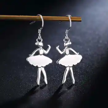 2019 Naujausias Atvykimo sidabro padengtą papuošalus 925 antspaudas earing Mergina mielas Ballerina tabaluoti auskarai žavesio priedai