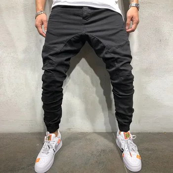 2019 Vyrų Streetwear Kelnės Mados Užtrauktukas Apdailos Sujungimas Haremas Poilsiu Kelnes Hip-Hop Vyriškos Kelnės Kietas Sweatpants Homme