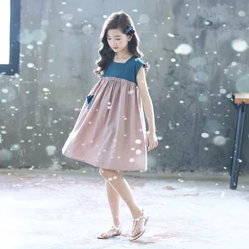 2020 m. Nauja Baby Princess Dress Vaikai Suknelės Mergaitėms Vaikų Vasaros Suknelė Elegantiškas Bamblys Medvilnės Suknelė Kratinys Plisuotos,#5600