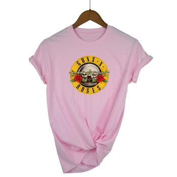 2020 m. roko dėvėti pistole e rose t-shirt donna turto cotone Roko Grupė streetwear maglietta donna pistole rose maglietta homme