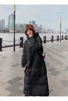 2020 M. Žiemos Naujų Korėjos Stiliaus Moteris Ilgai Duona Paslaugų Mados Per Hnee Gobtuvu Žemyn Kamšalu Striukė Prarasti Šiltas Paltas