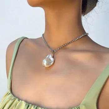 2020 mados šviečia diamond karoliai Karoliai, kaip vasaros paplūdimio imitacija, perlų karoliai pakabukas moterų Šaliai, Papuošalai