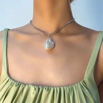 2020 mados šviečia diamond karoliai Karoliai, kaip vasaros paplūdimio imitacija, perlų karoliai pakabukas moterų Šaliai, Papuošalai