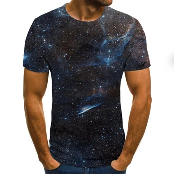 2020 naujas vyrų mados marškinėliai gražus žvaigždėtas kraštovaizdžio 3d atspausdintas trumpas rankovės vasaros apvalios kaklo atsitiktinis gatvės marškinėliai