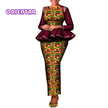 2021 2 vnt Moterys Nustatyti Tradicinių Afrikos Drabužiai Moterims Šalis Suknelė Sijonai Nustatyti Užsakymą Dashiki Viršūnes + Sijonai WY8780