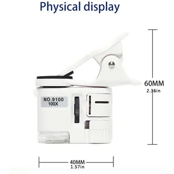 2021 60X Didinamojo Stiklo, Universalus Mini Mobilusis Telefonas Clip Mikroskopas su LED/UV Šviesos